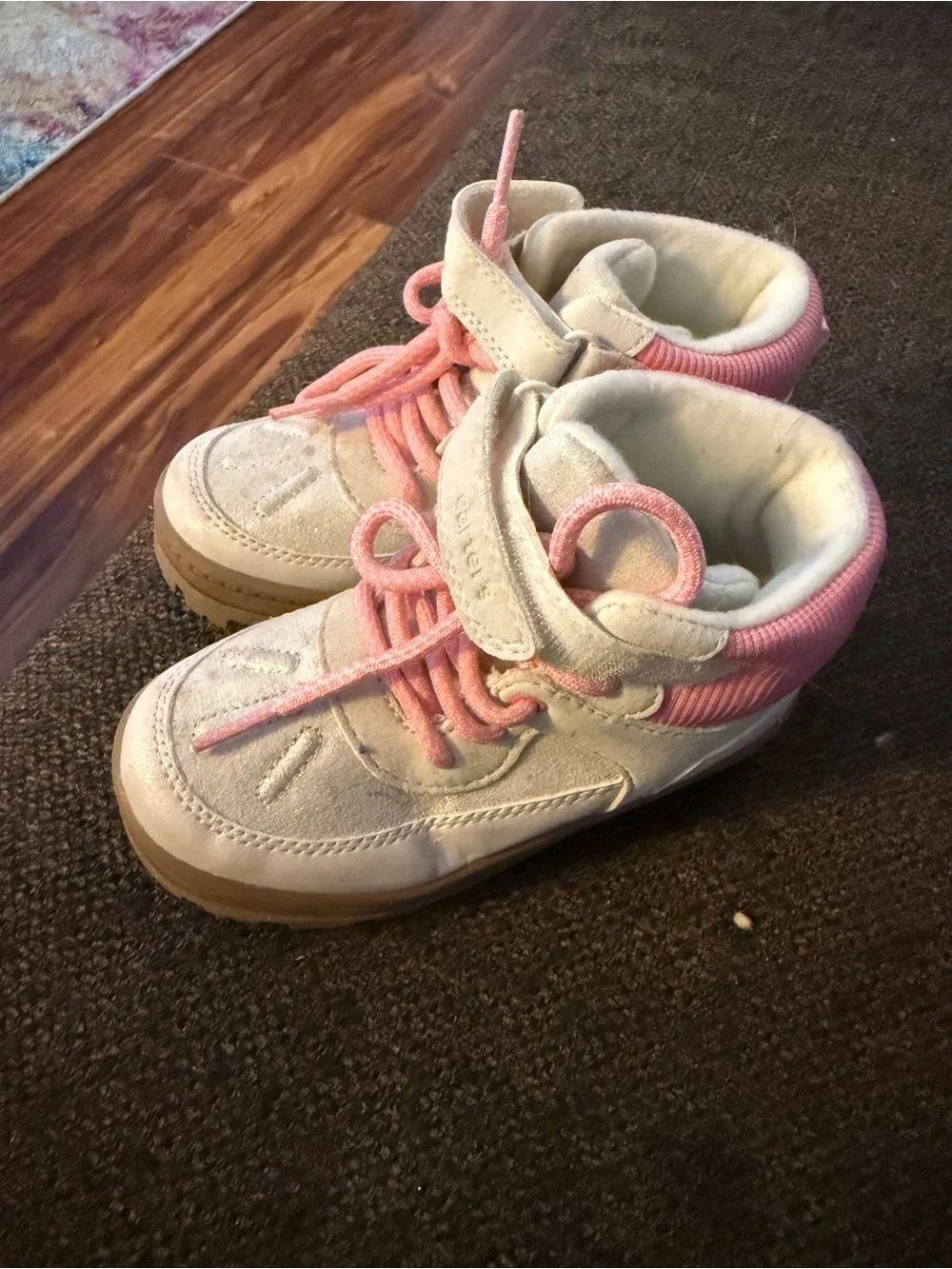 Carter's Cream and Pink Toddler High-Top Boots